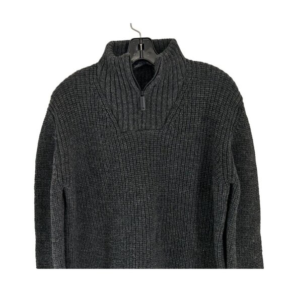IrelandsEye Gray Knitted Pullover 1/4 Zip Charcoal Ribbed Collar Made in Ireland - Picture 2 of 10